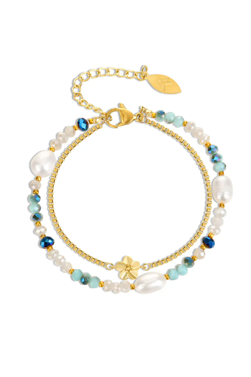 PEARL FLOWER DOUBLE BRACELET