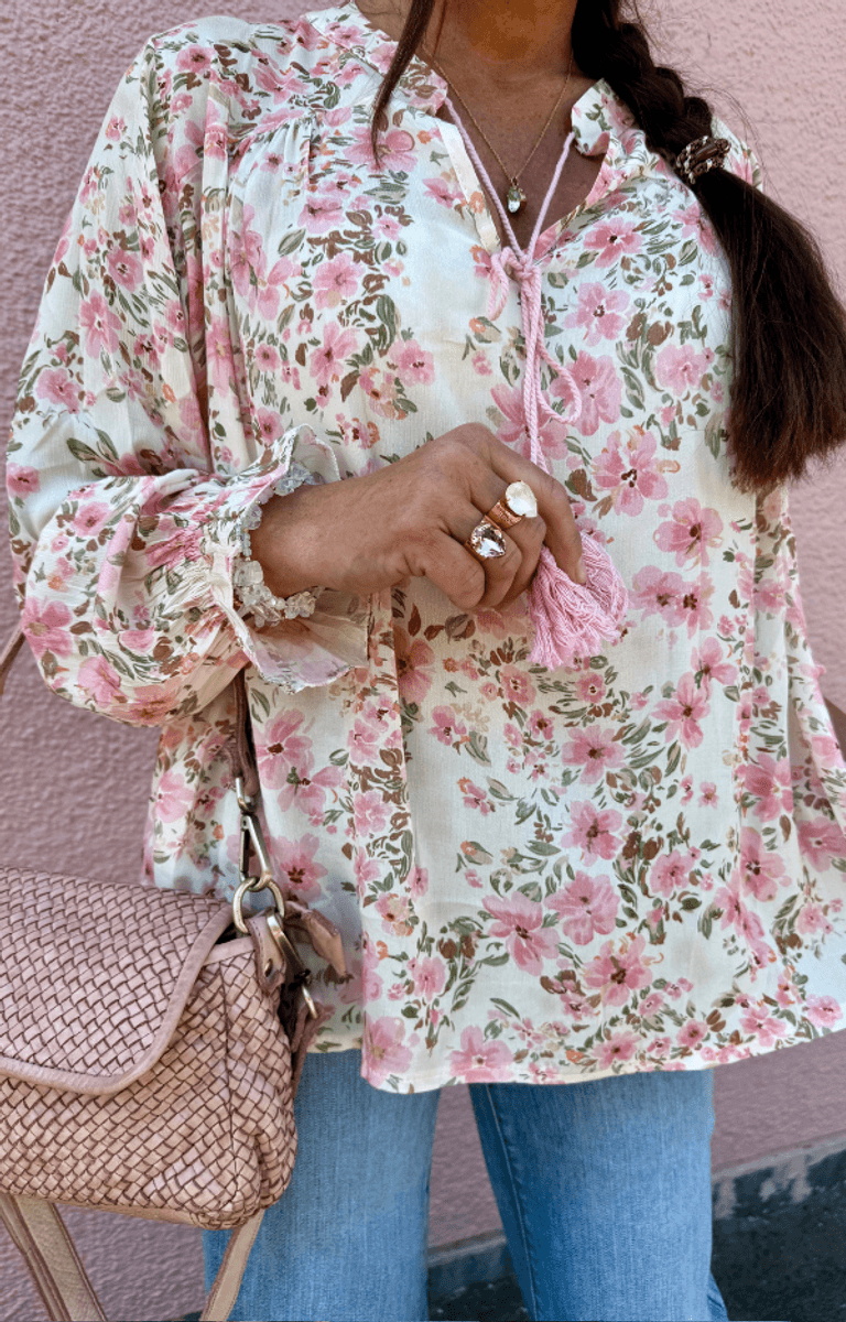 SUSANNE BLOUSE WHITE FLOWER