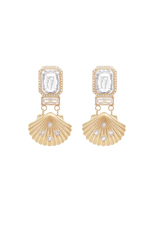 CRYSTAL SHELL EARRINGS